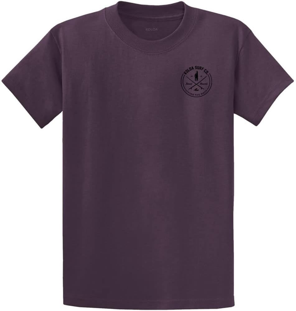 Koloa Surf Mens Graphic Heavyweight Cotton Tees in Reg Big and Tall - Eggplant \/ Black Looking for Waves Design