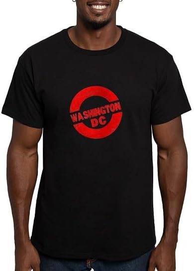 CafePress Rubber Ink Stamp Washington DC T Shirt Men's Semi-Fitted Classic Cotton T-Shirt - Black