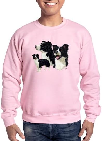 CafePress Border Collie Sweatshirt Classic Crew Neck Light Sweatshirt - Pink