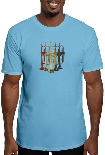 CafePress Trumpets Multi Fitted T Shirt Men's Semi-Fitted Classic Cotton T-Shirt - Baby Blue