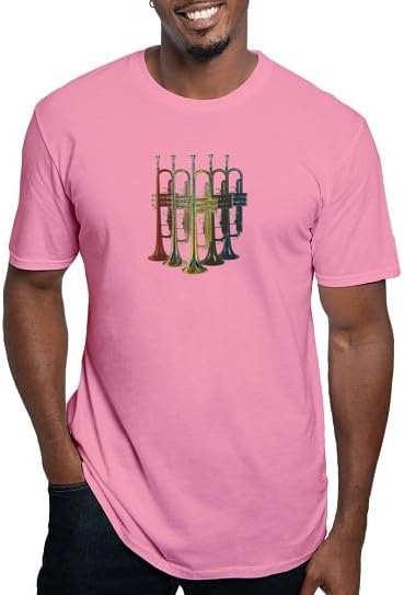 CafePress Trumpets Multi Fitted T Shirt Men's Semi-Fitted Classic Cotton T-Shirt - Pink
