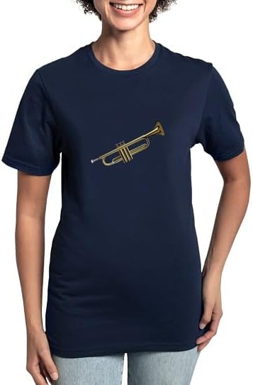 CafePress Trumpet Women's Classic T Shirt Women's Relaxed Fit Classic Cotton T-Shirt - Navy