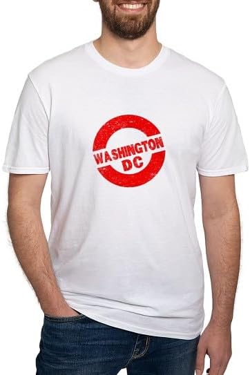 CafePress Rubber Ink Stamp Washington DC T Shirt Men's Semi-Fitted Classic Cotton T-Shirt - White