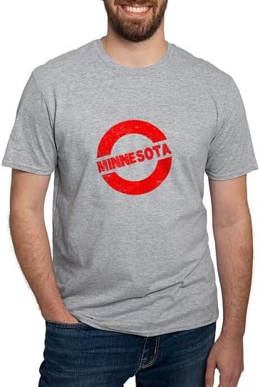 CafePress Rubber Ink Stamp Minnesota T Shirt Men's Semi-Fitted Classic Cotton T-Shirt - Heather Gray