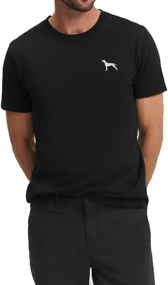 Men's T-Shirts Weimaraner Dog Embroidered Classics Crewneck Cotton Short Sleeve T Shirt - Black