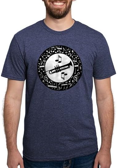CafePress Trumpet Instrument T Shirt Men's Deluxe Tri-Blend T-Shirt - Heather Navy