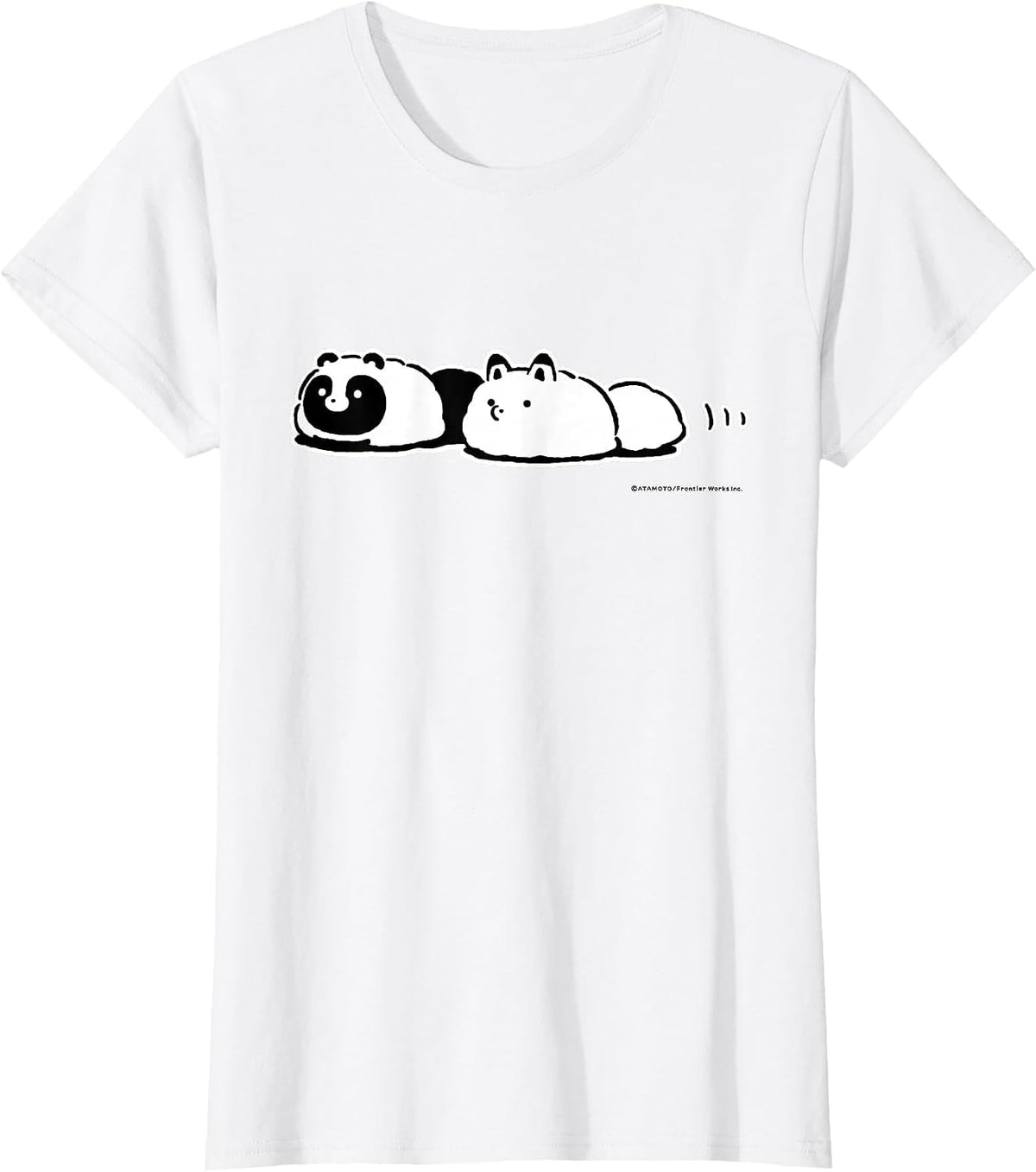 Tanuki to Kitsune (Raccoon Dog & Fox) (Wriggling) T-Shirt - White
