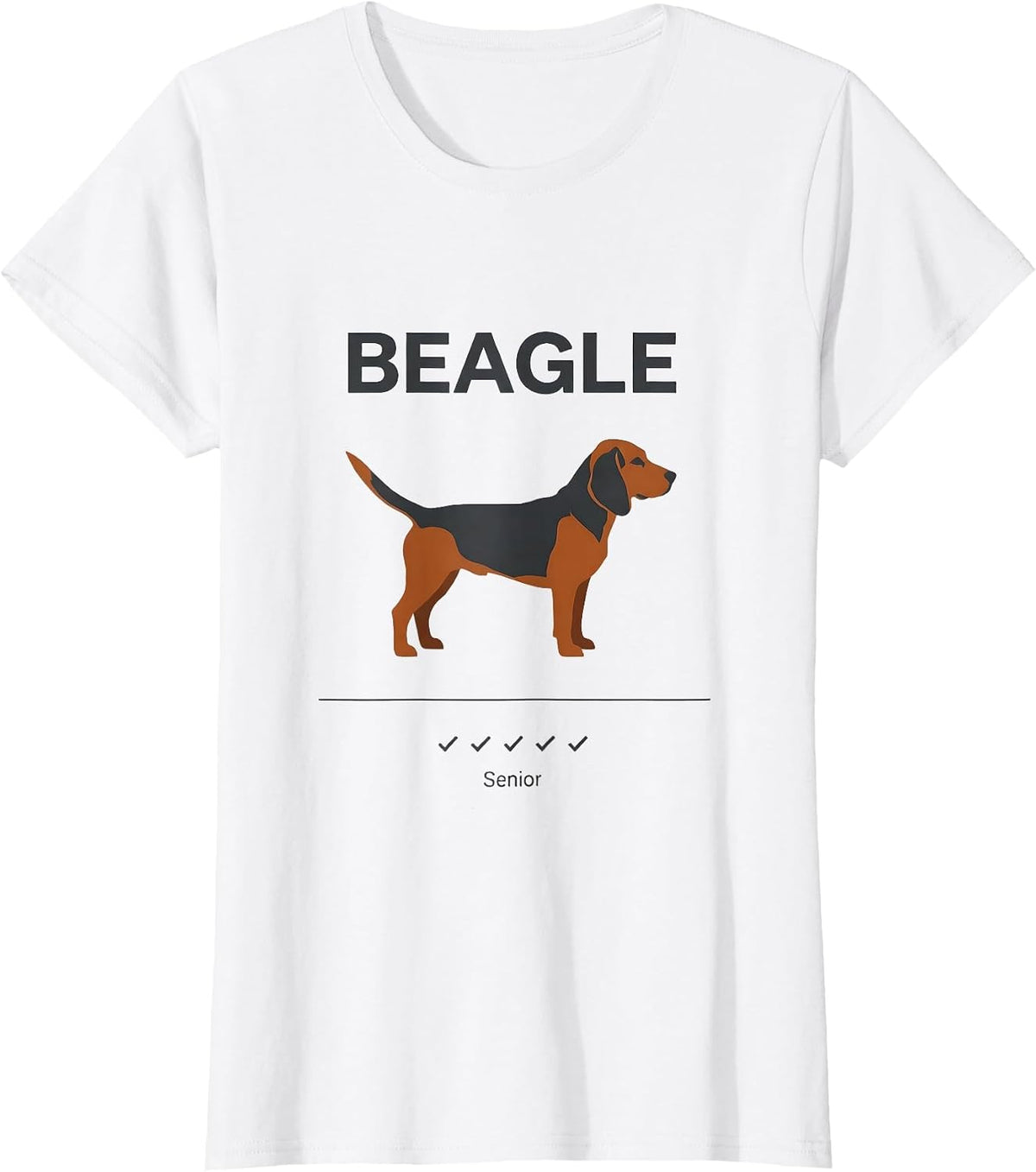 BEAGLE Senior Minimalist Badge Patch Line Art Dog Lover Gift T-Shirt - White