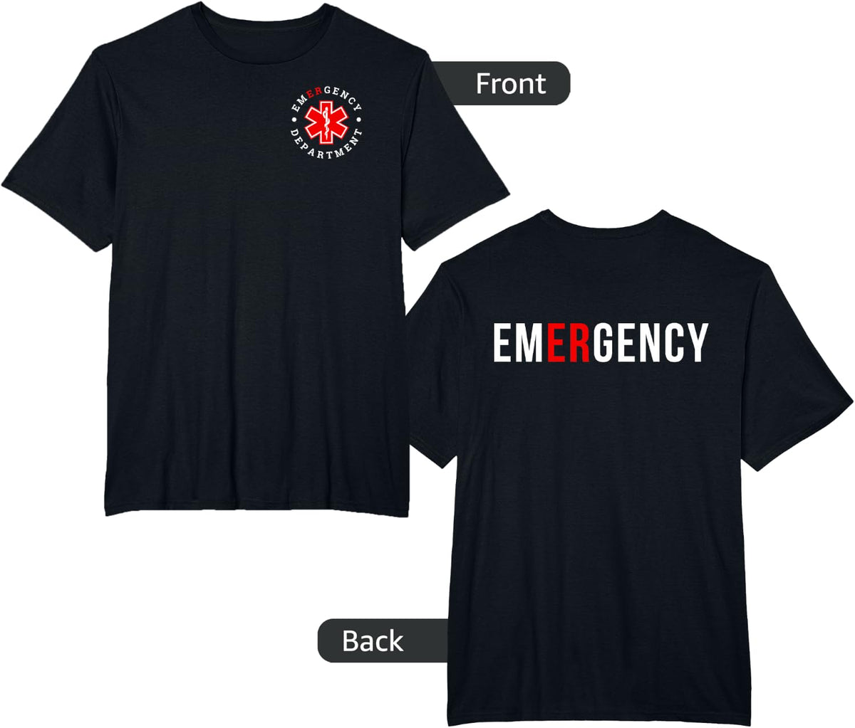 Emergency Department ER Trauma Front and Back Design T-Shirt - Black