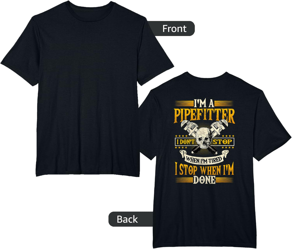 Pipefitter Gifts Funny Plumber Image On Back Of Shirt T-Shirt - Black