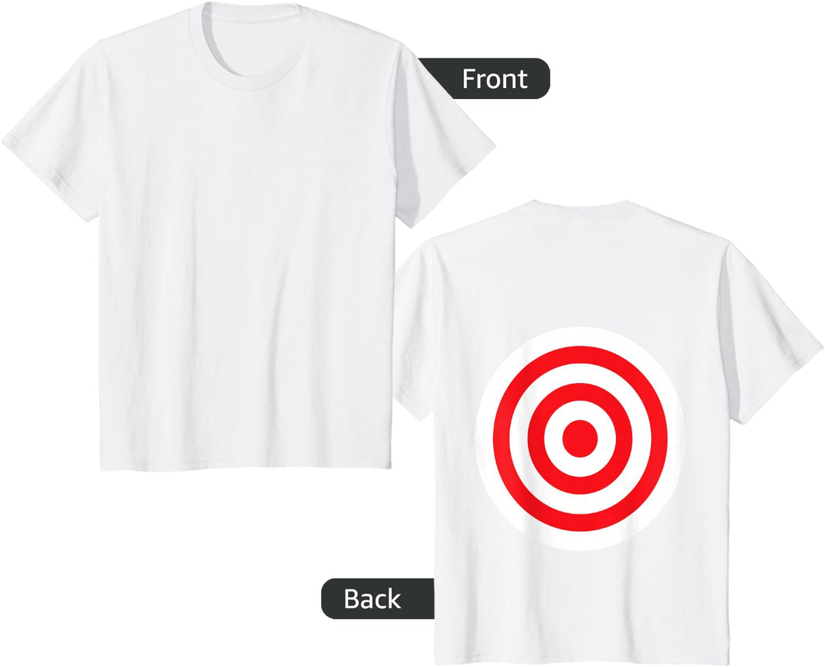 (Print on Back) Funny Bullseye Target Bulls Eye Joke T-Shirt Small - White