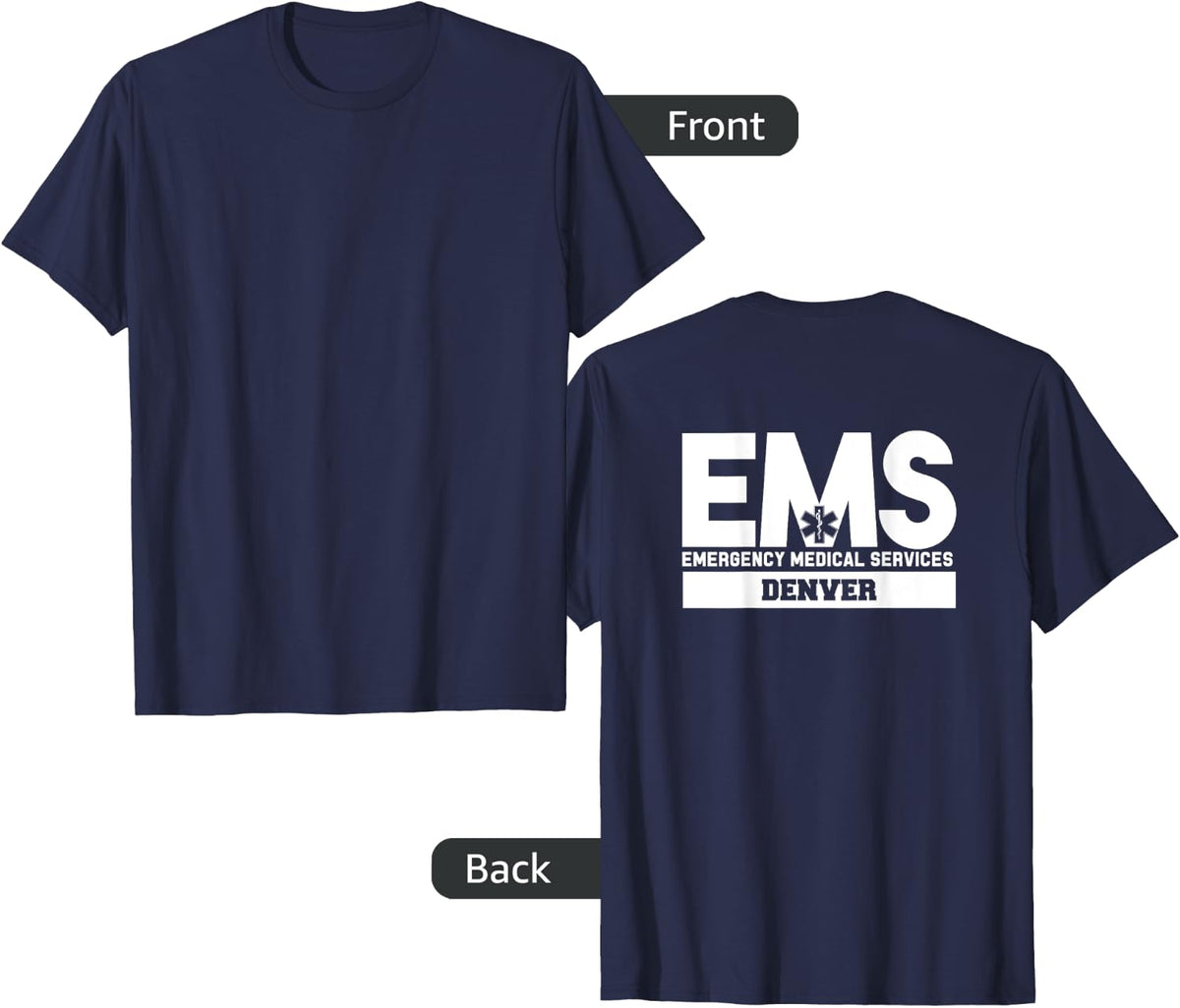 Denver Colorado EMS Emergency Medical Services EMT Duty T-Shirt - Navy Blue