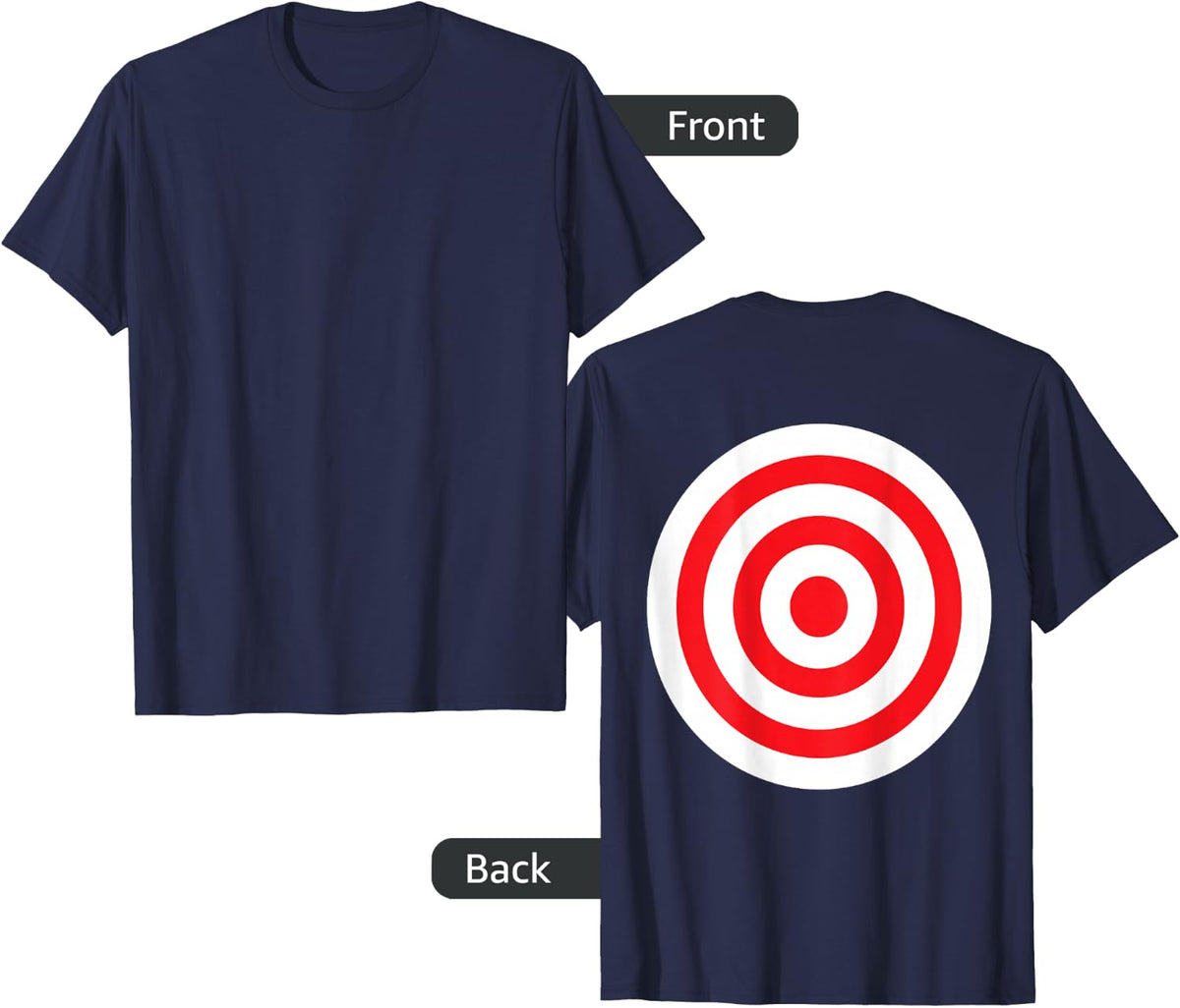(Print on Back) Funny Bullseye Target Bulls Eye Joke T-Shirt Small - Navy Blue