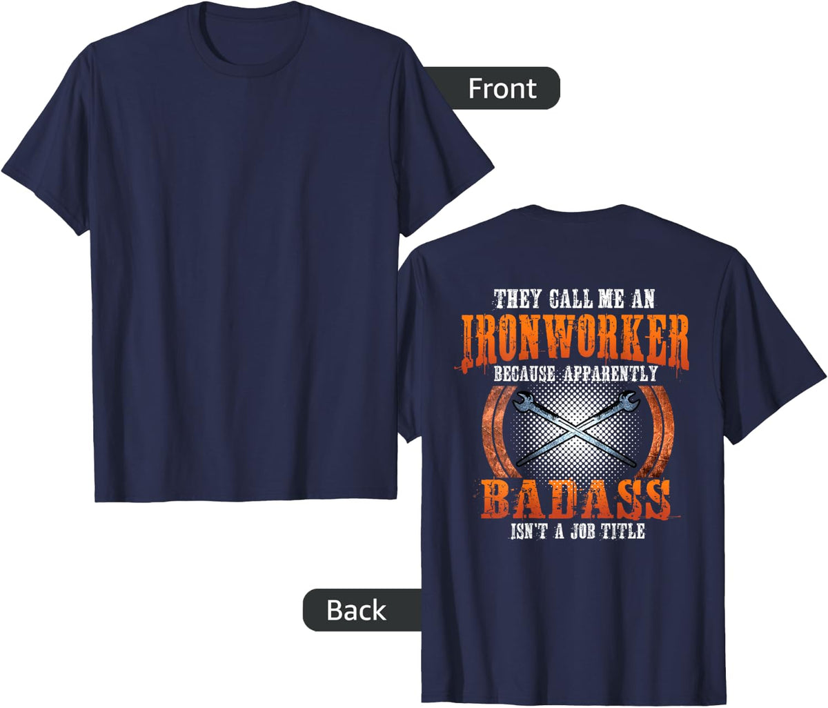 Ironworker Shirts Union Gift Design On Back Of Clothing T-Shirt - Navy Blue