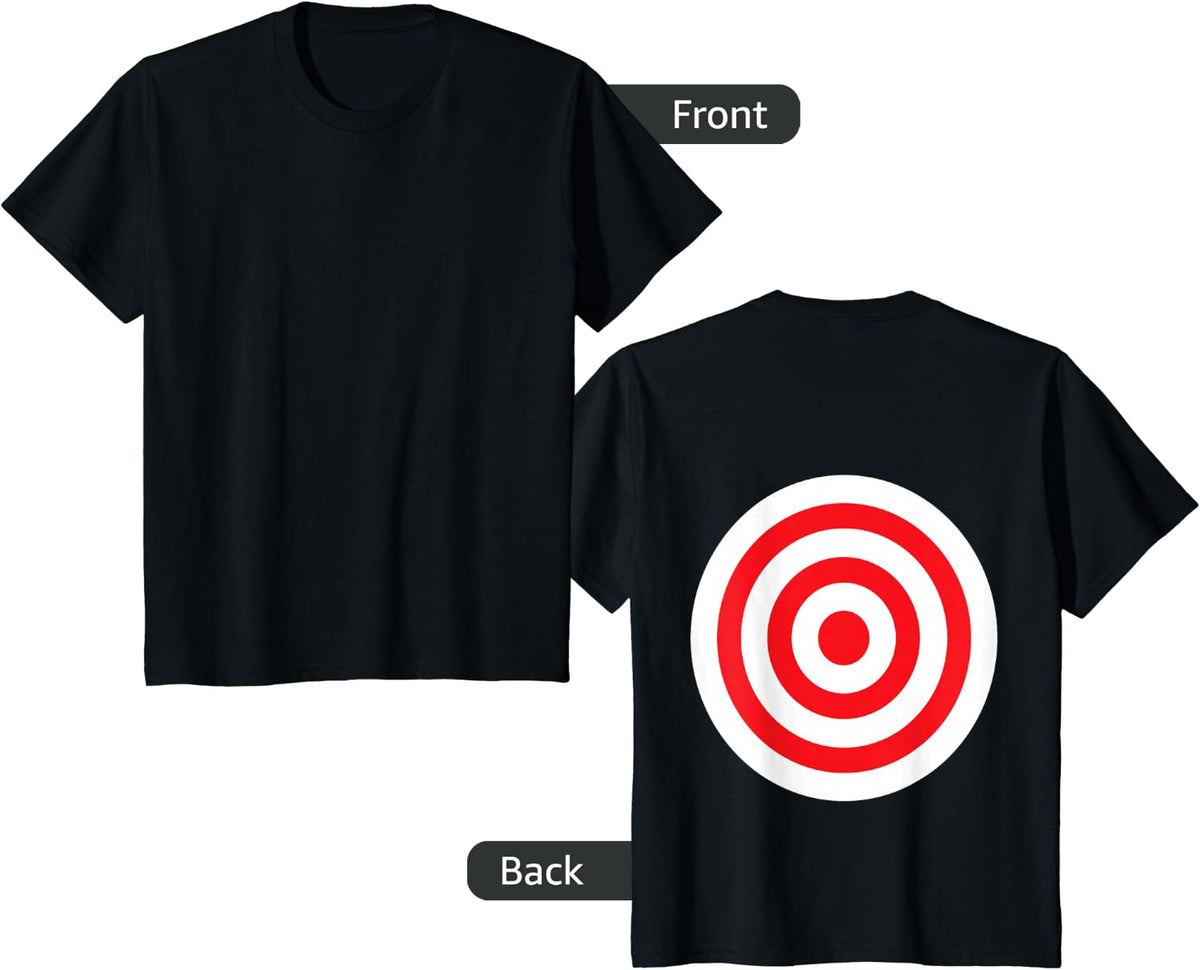 (Print on Back) Funny Bullseye Target Bulls Eye Joke T-Shirt Small - Black