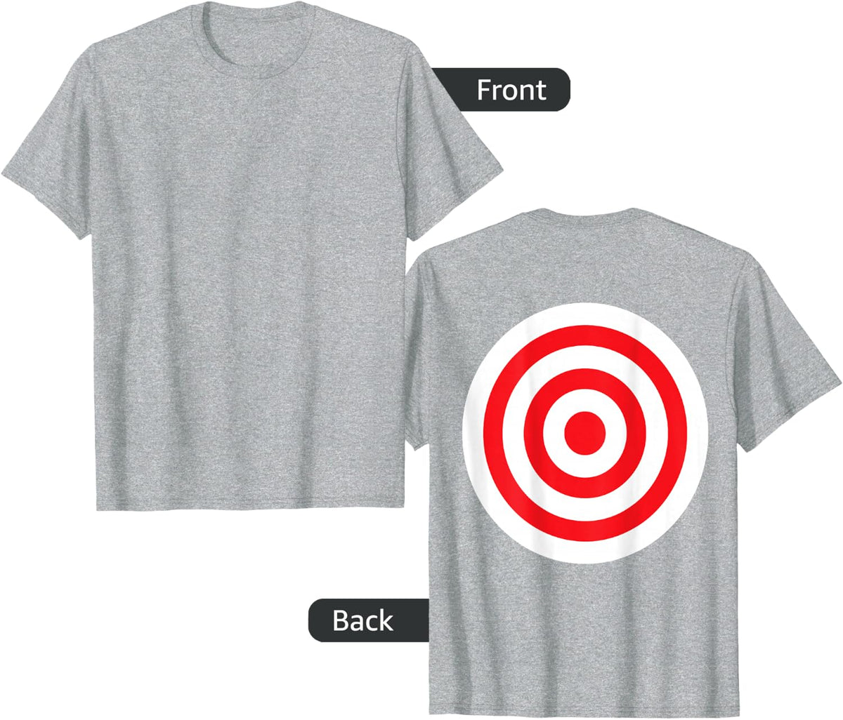 (Print on Back) Funny Bullseye Target Bulls Eye Joke T-Shirt Small - Heather Grey