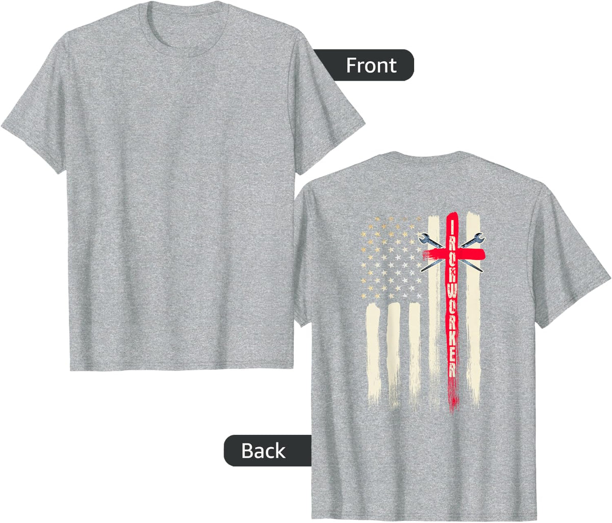 Ironworker Shirts Gift Design On Back Of Shirt T-Shirt - Heather Grey
