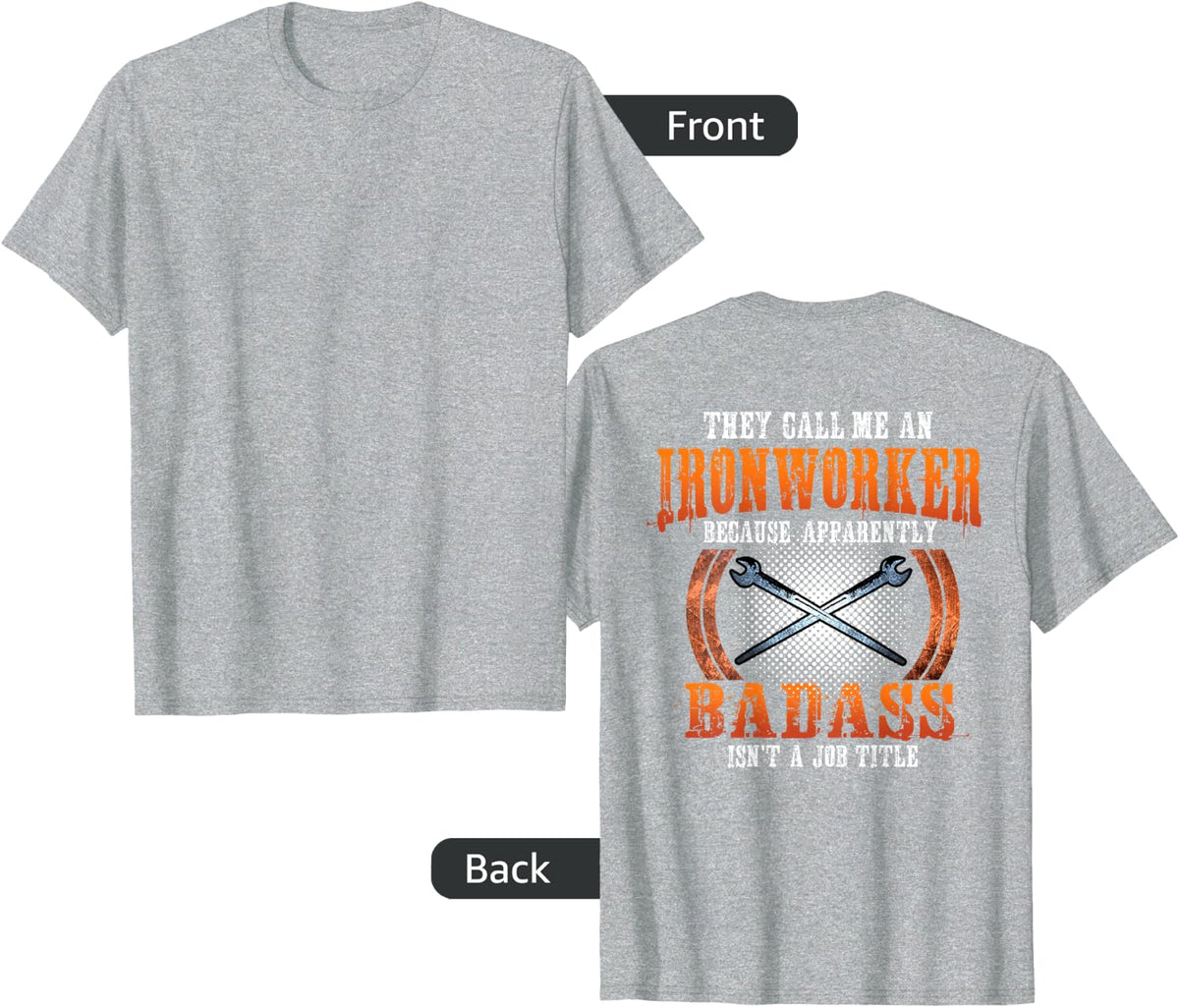 Ironworker Shirts Union Gift Design On Back Of Clothing T-Shirt - Heather Grey