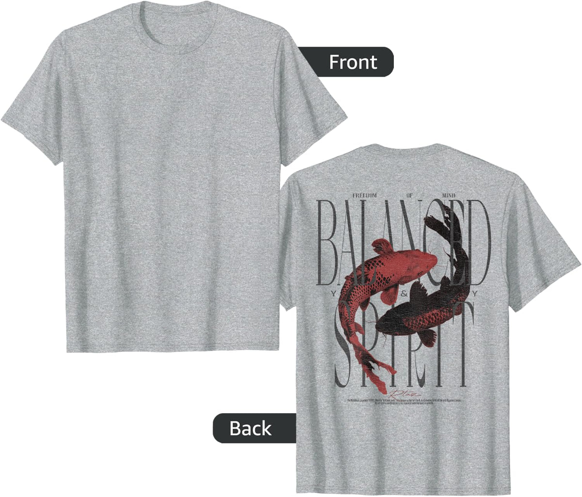 Y2K Vintage Graffiti Nishikigoi Fish back print Koi Carp T-Shirt - Heather Grey