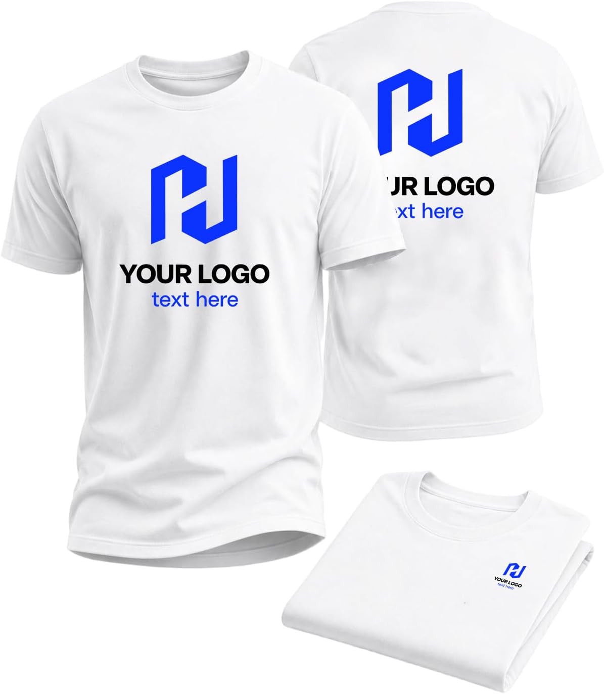 Custom T Shirt, Embroidery & Heat Transfer Personalized Logo Tee - White