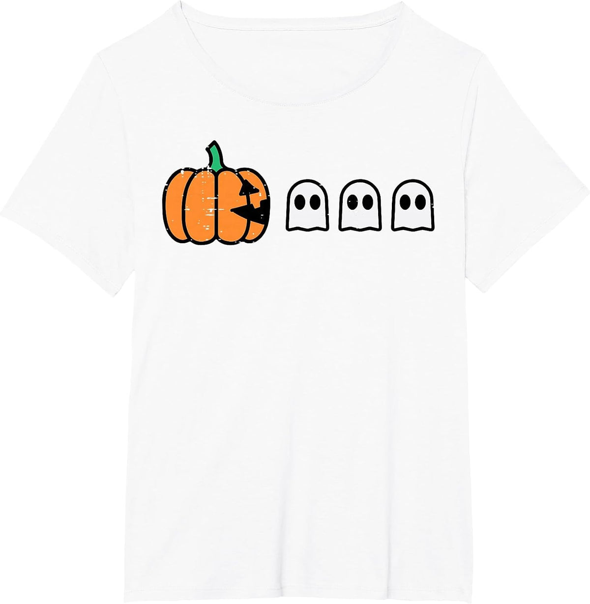 Halloween Gamer Pumpkin Eating Ghost Costume Men Boys Kids T-Shirt - White