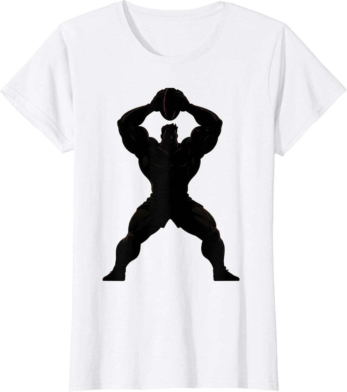 Rugby Player Holding Ball Aloft Graphic T-Shirt - White