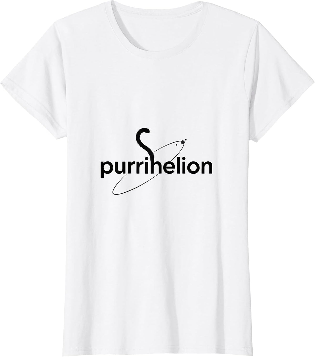 Women's Purrihelion Minimalist Cat Math Science Pun Funny Cat Lover T-Shirt - White