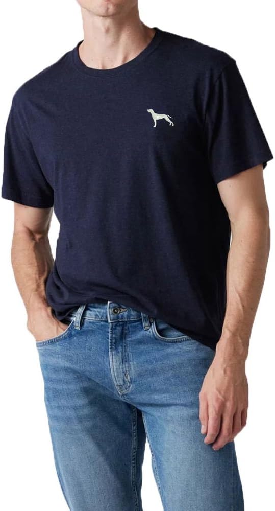 Men's T-Shirts Weimaraner Dog Embroidered Classics Crewneck Cotton Short Sleeve T Shirt - Navy