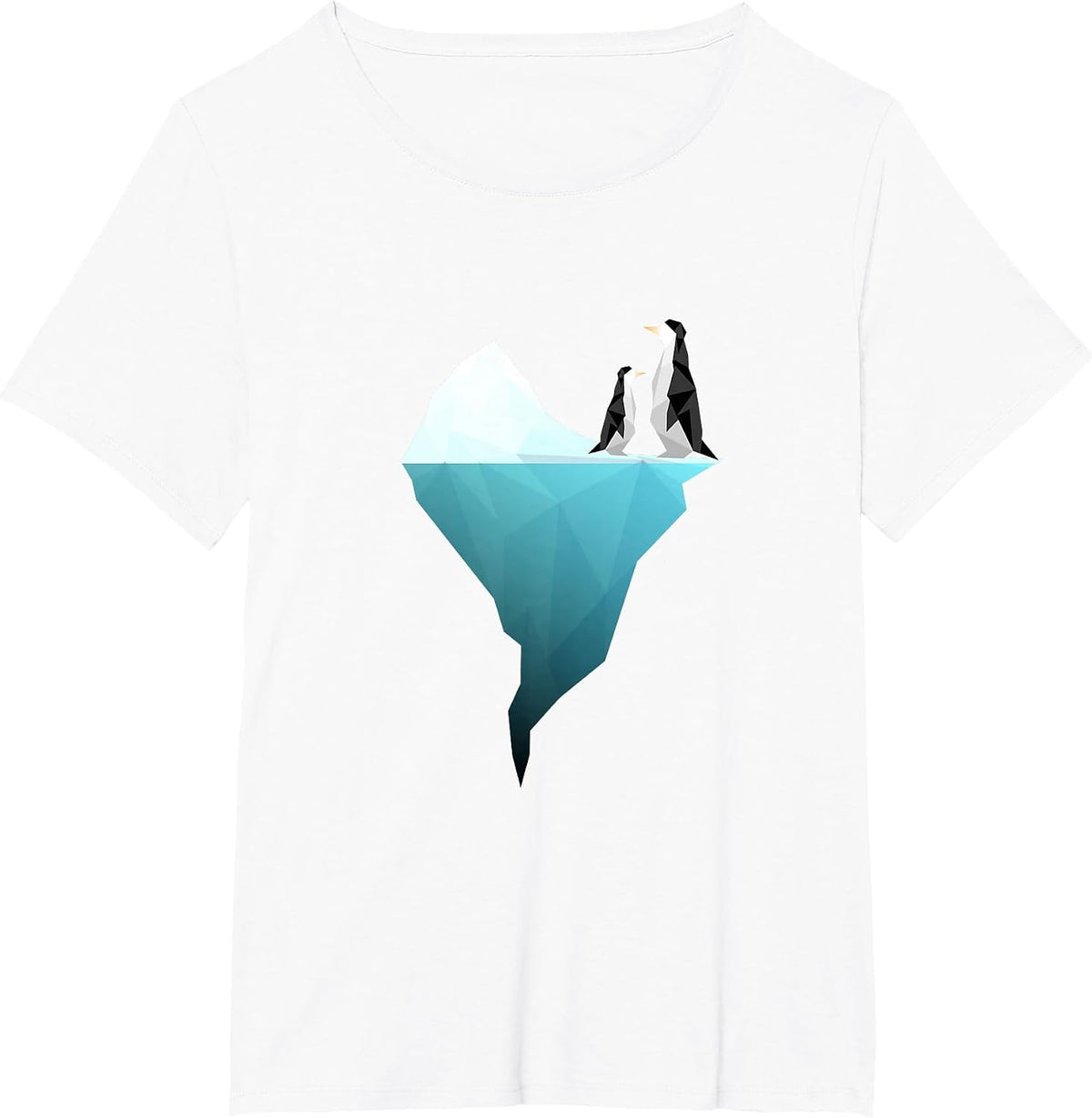 Cute Penguins on an Iceberg - Unique Geometric Design T-Shirt - White