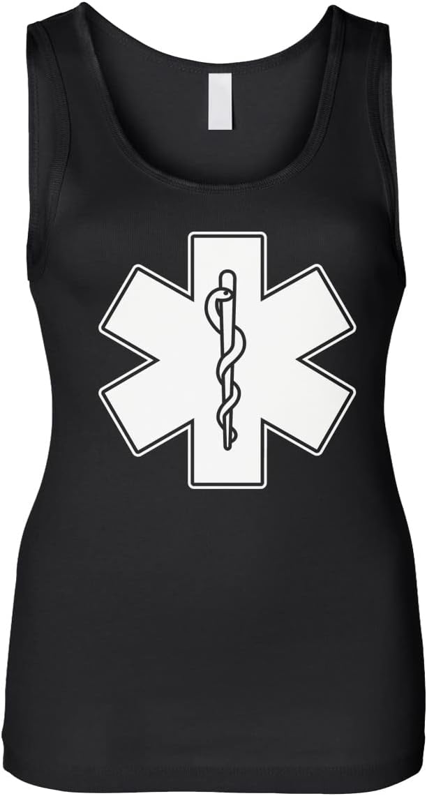 Women's EMT EMS Paramedic Emergency Medical Services Juniors Tank Top - Black