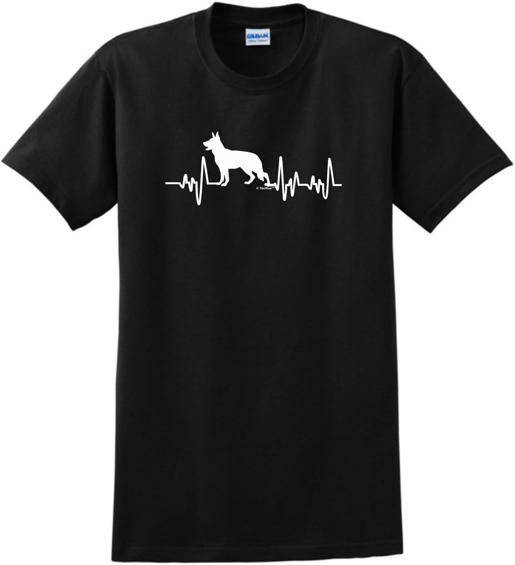 German Shepherd Gifts Dog Lover Heartbeat T-Shirt - Black