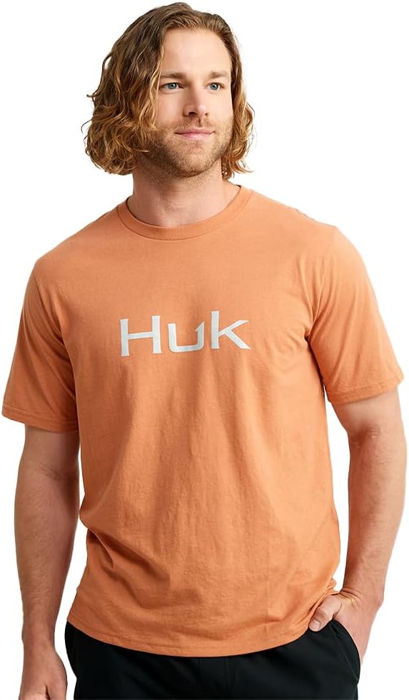 HUK Men's Performance Fishing Logo Tee, Short Sleeve, Quick-Dry - Logo 2.0 - Sunburn