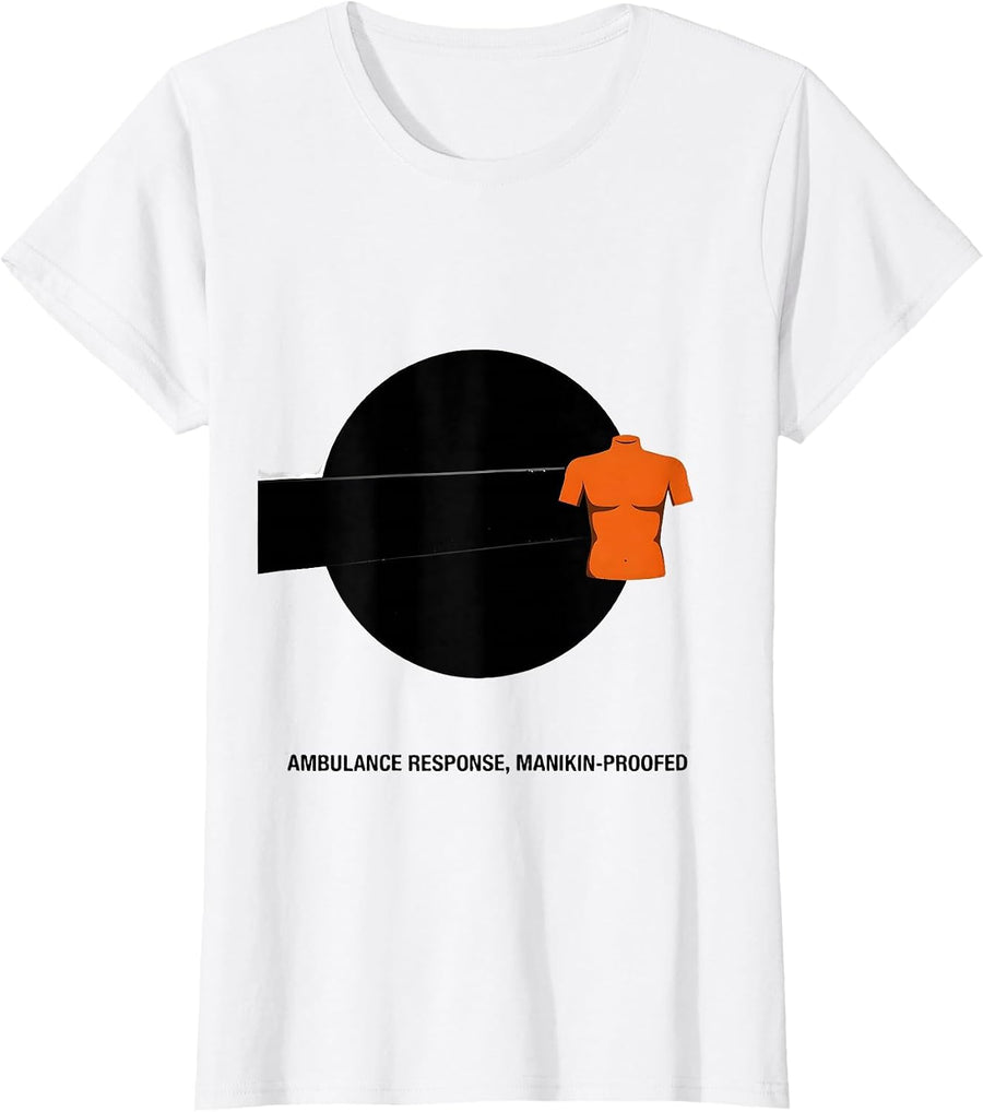 Women's Ambulance Response Manikin-Proofed Brutalist EMT Paramedic T-Shirt - White
