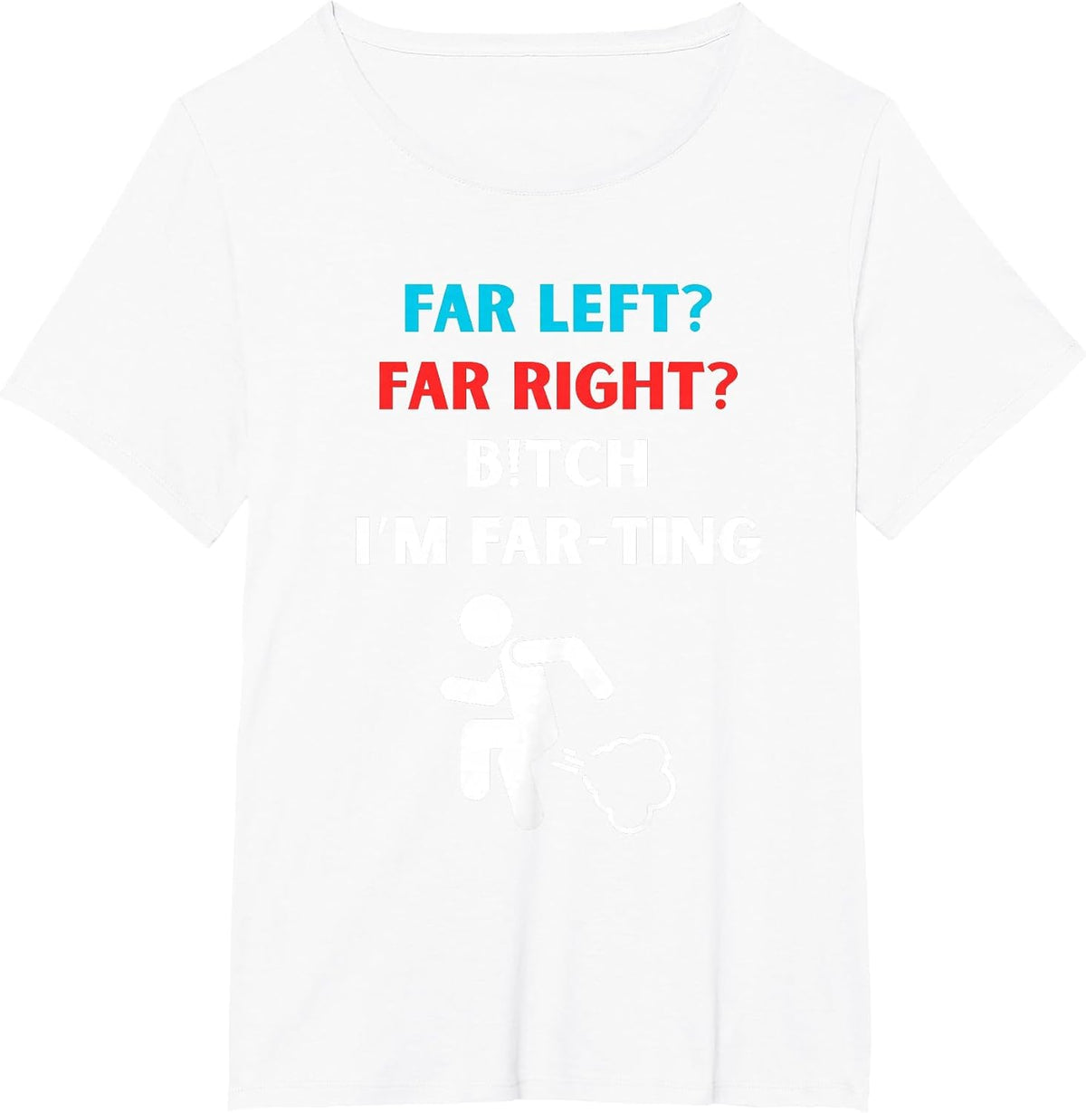 Political Fart Joke Design Far Left Far Right I’m Farting T-Shirt - White