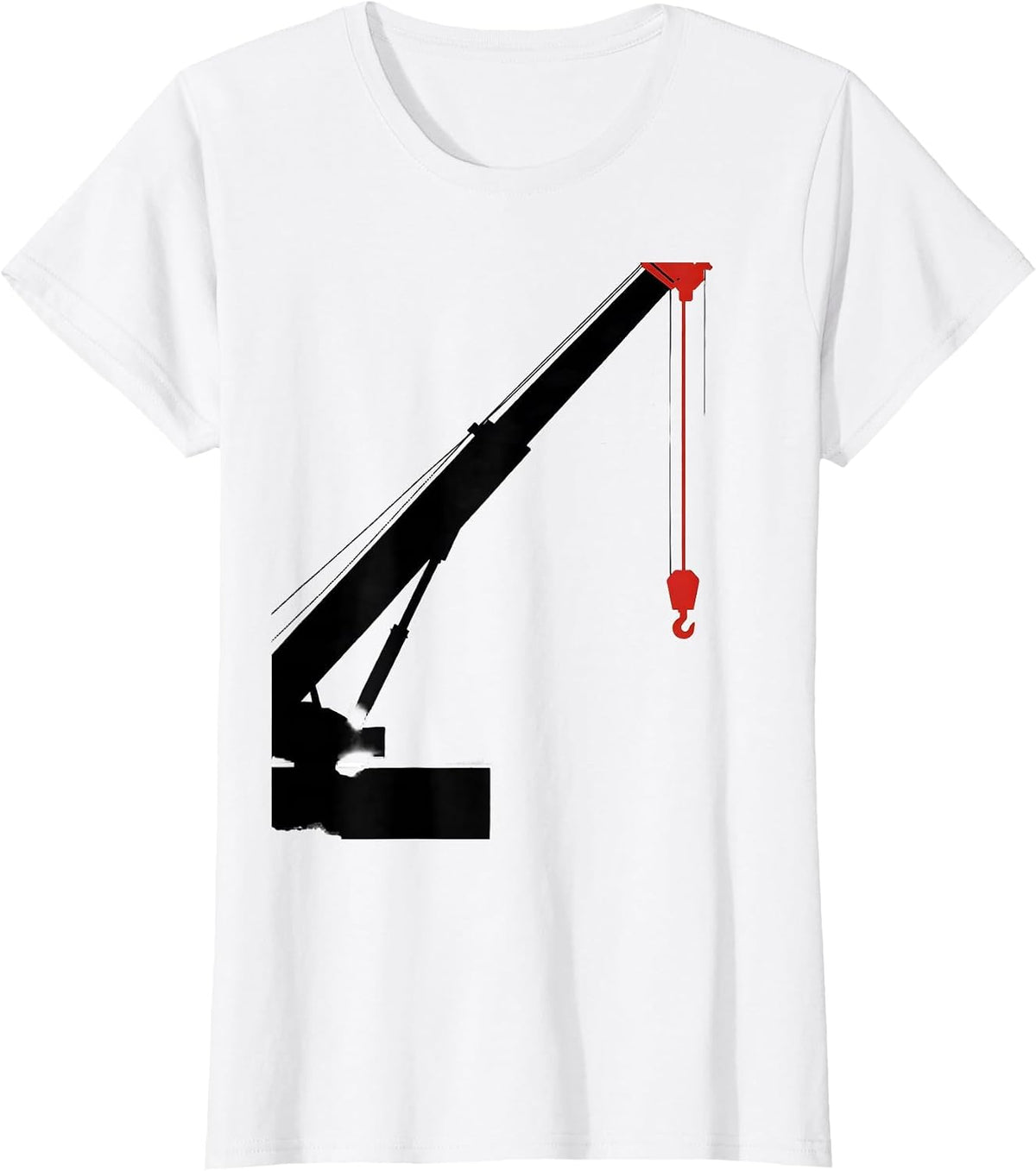 Women's Geometric Mobile Crane Operator Heavy Equipment Humor T-Shirt - White