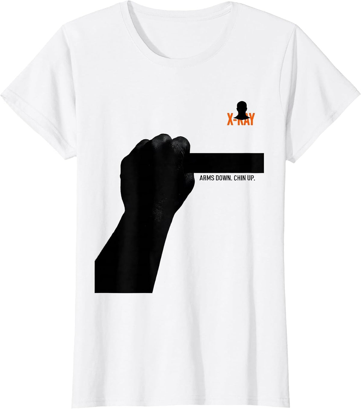 Arms Down Chin Up X-Ray Brutalist Radiology Tech Humor T-Shirt - White