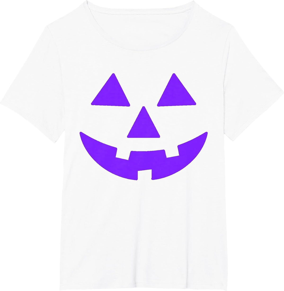 Jack O Lantern Scary Carved Pumpkin Face Halloween Purple T-Shirt - White