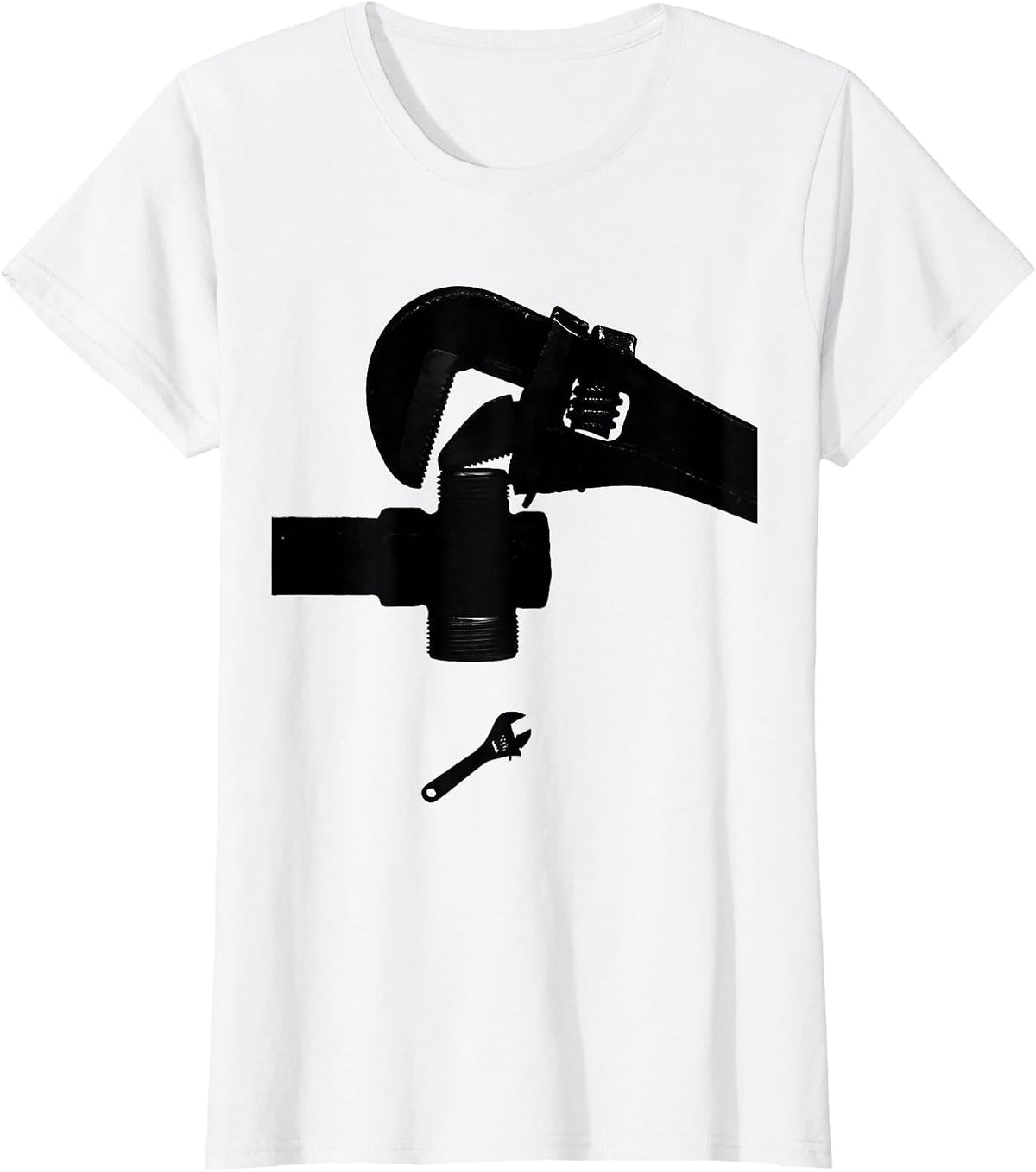 Pipe Wrench Dominates Adjustable Wrench Funny Plumber Gift T-Shirt - White