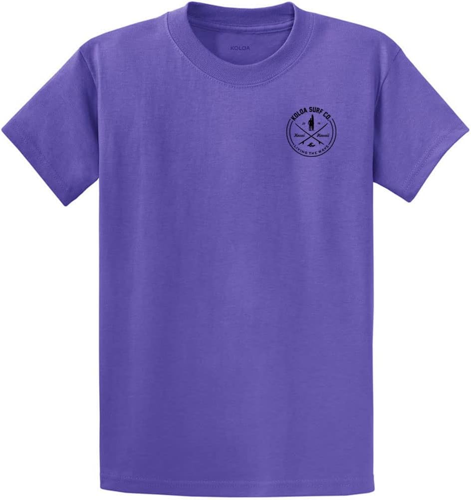 Koloa Surf Mens Graphic Heavyweight Cotton Tees in Reg Big and Tall - Violet \/ Black Looking for Waves Design