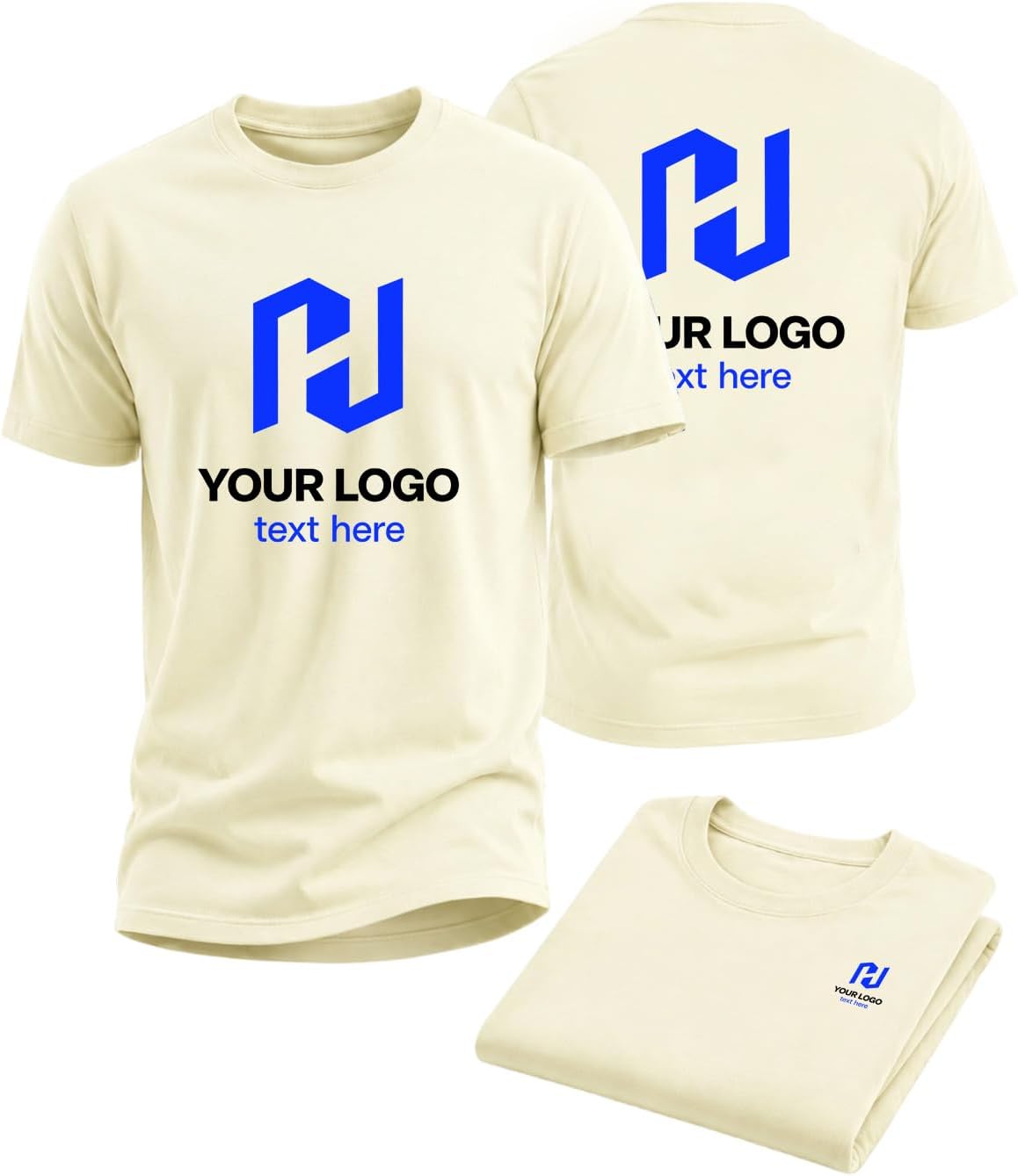 Custom T Shirt, Embroidery & Heat Transfer Personalized Logo Tee - Cream