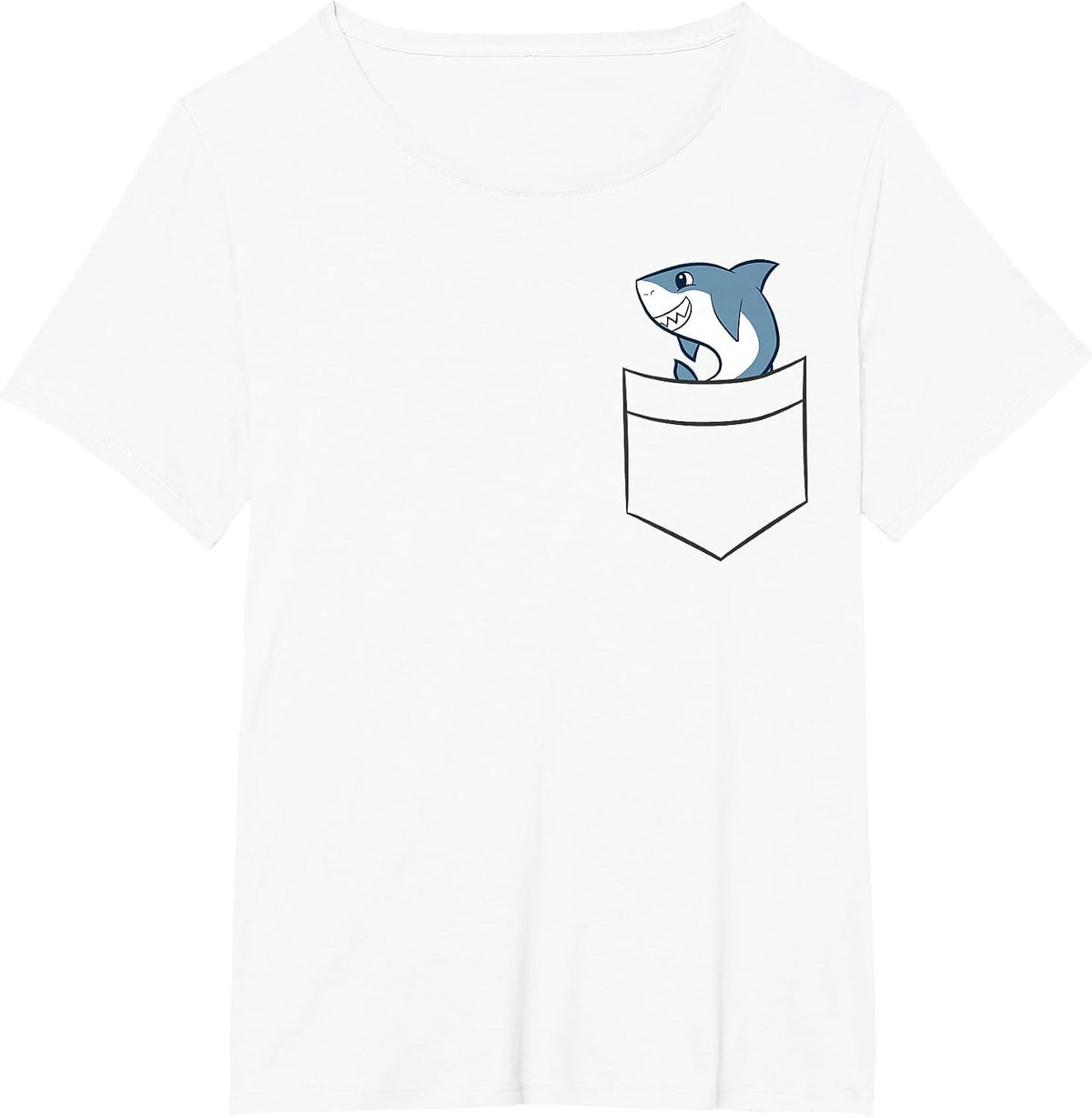 Shark in a Pocket Cute Pocket Shark T-Shirt - White