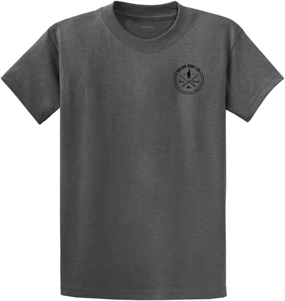 Koloa Surf Mens Graphic Heavyweight Cotton Tees in Reg Big and Tall - Drk Heth (50\/50 Cotton\/Poly)\/Black Look for Waves