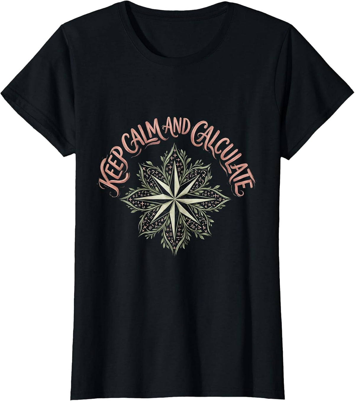 Keep Calm and Calculate Math Lover Design T-Shirt - Black
