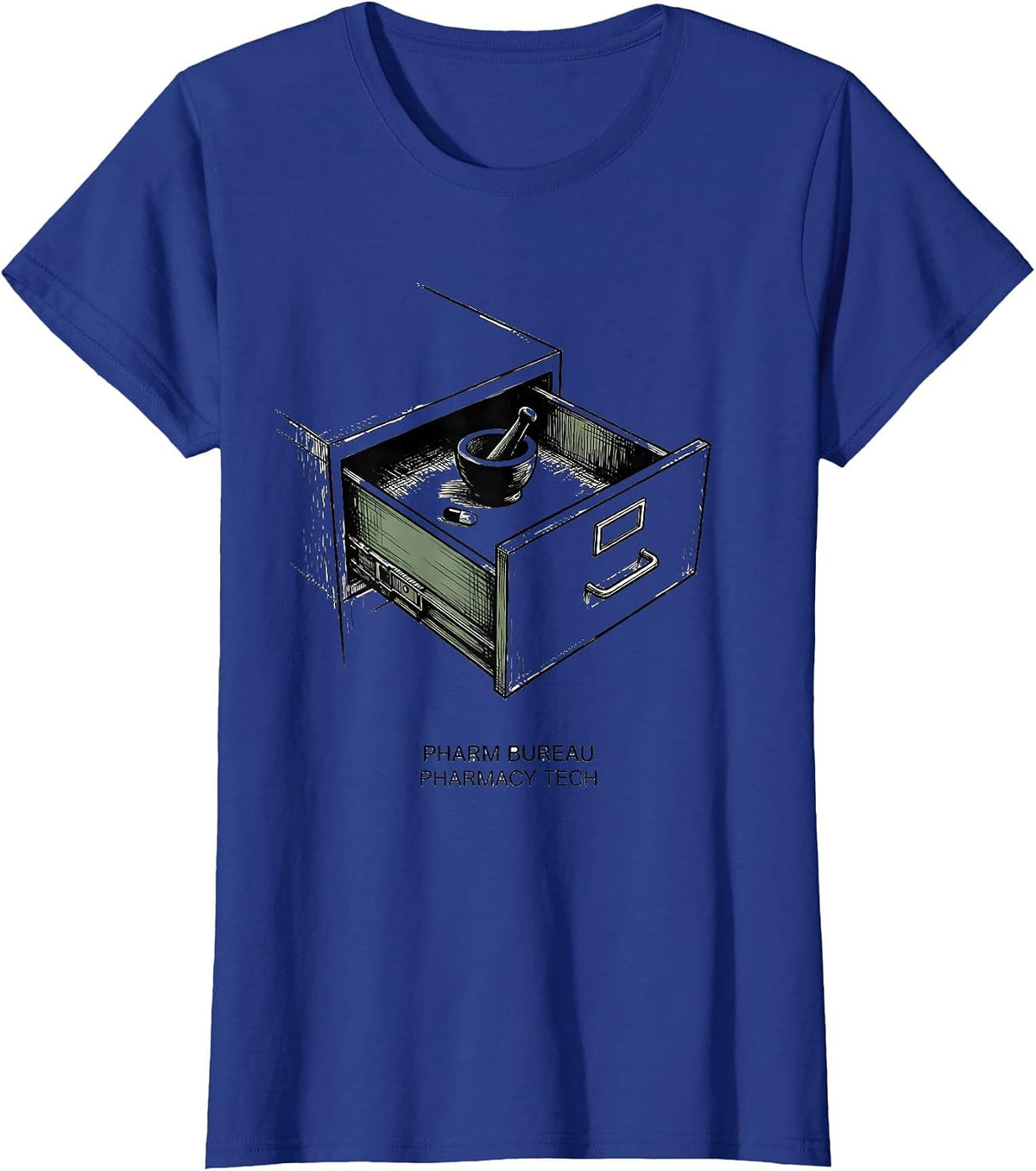 Women's Pharm Bureau Pharmacy Tech Funny Pharmacy Tech Crew Gift T-Shirt - Royal Blue