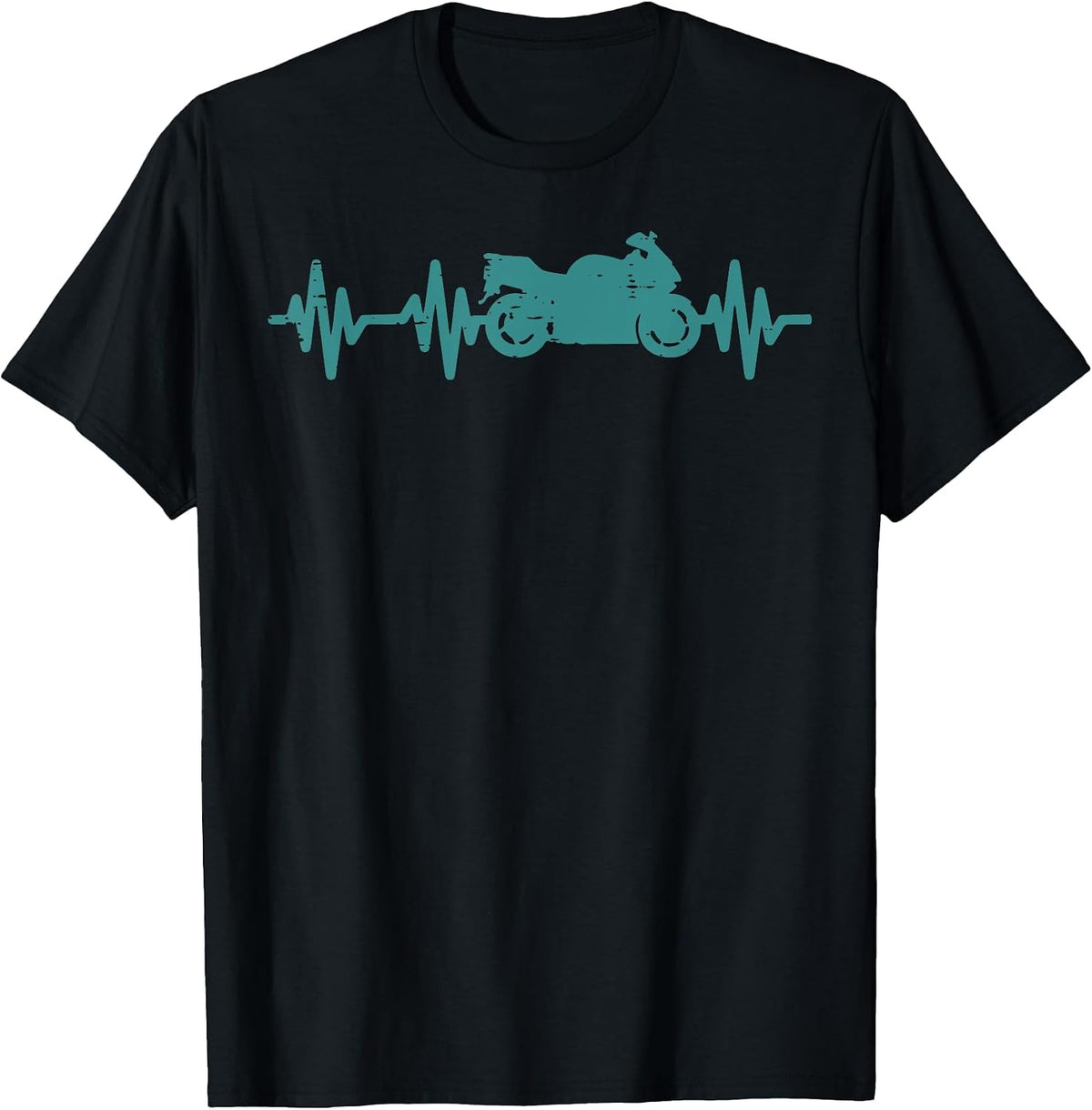 Biker Motorcycle Heartbeat Cool Motorbike Men Women Kids T-Shirt, Men, Black, Small - As Pictured