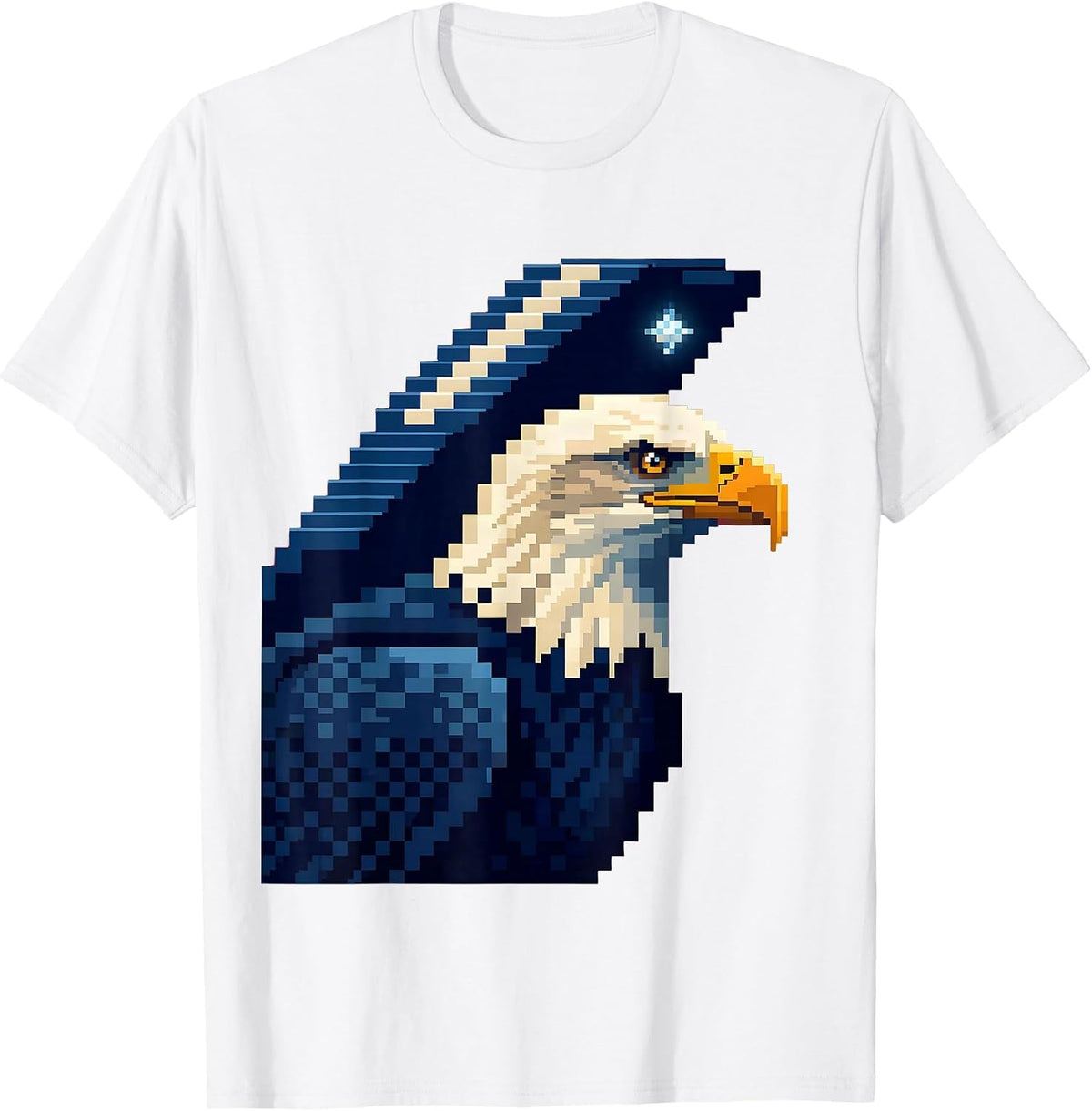 Men's Bald Eagle Pixel Art Mascot Fan Family Pride T-Shirt - White