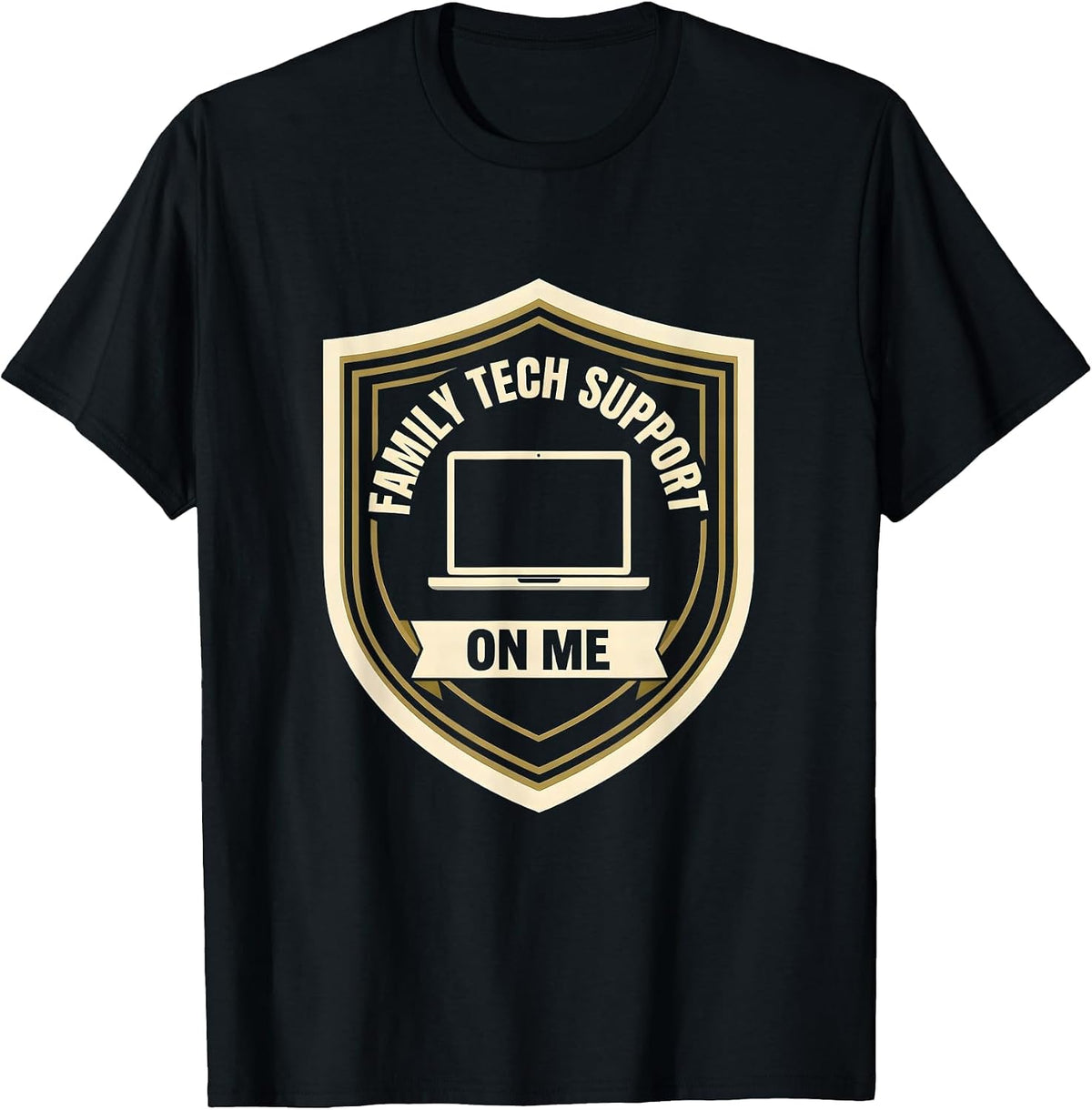 Men's Family Tech Support On Me Funny IT Humor Tech Engineer Gift T-Shirt - Black