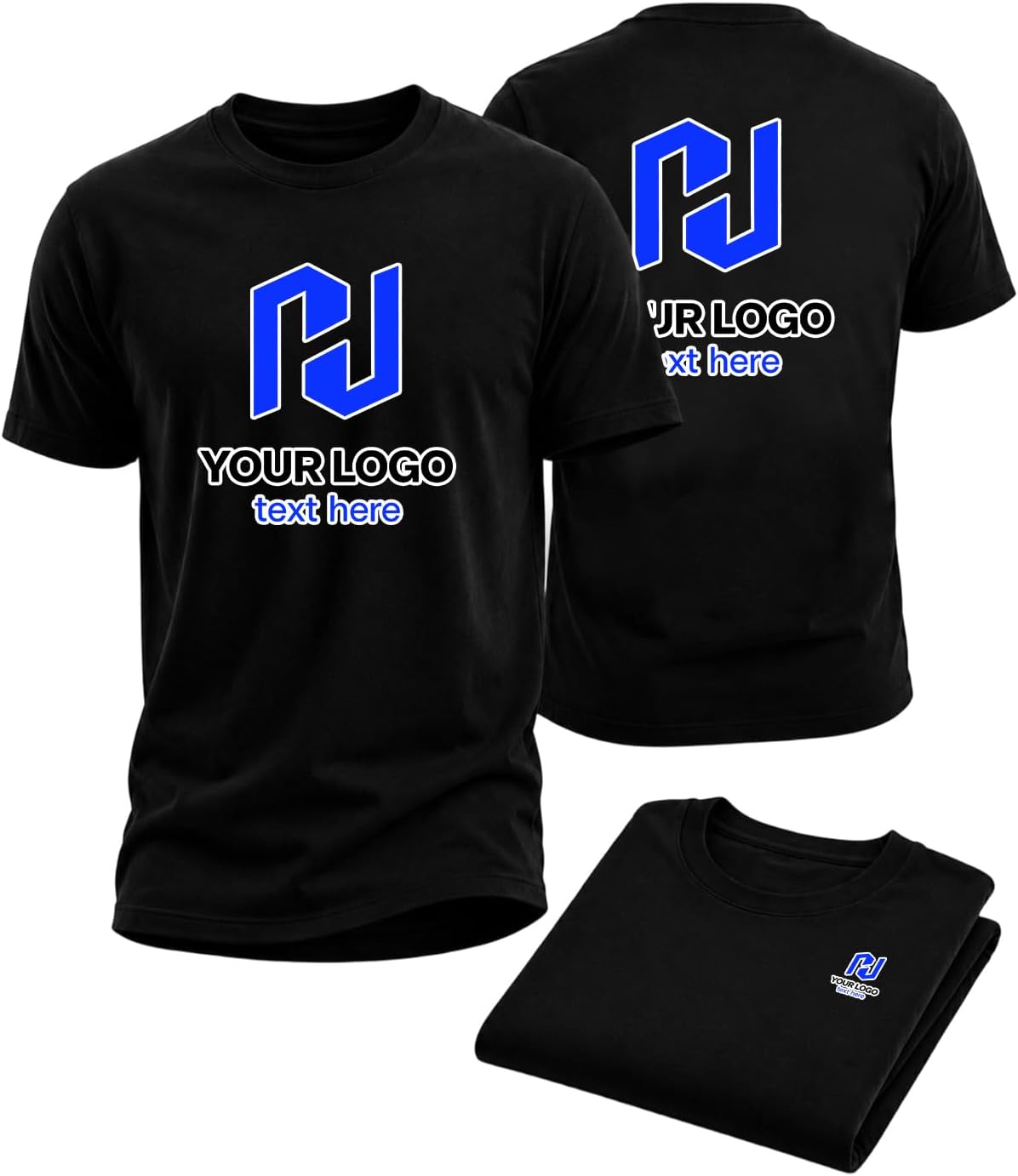 Custom T Shirt, Embroidery & Heat Transfer Personalized Logo Tee - Black