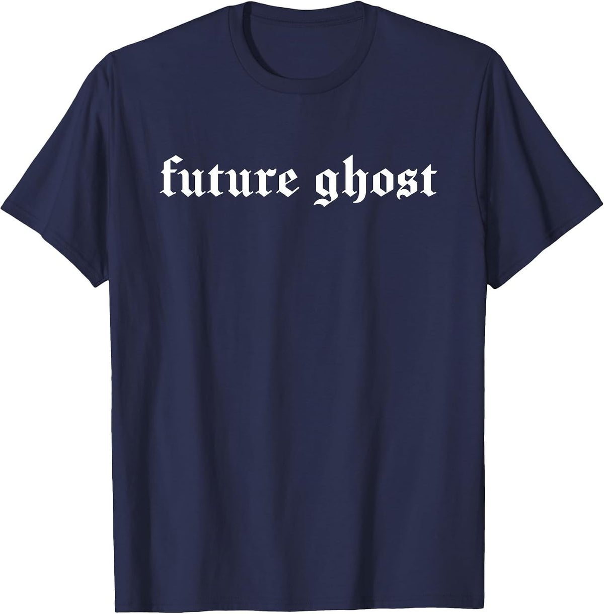 Future Ghost Minimal Gothic Halloween Typography T-Shirt - Navy Blue