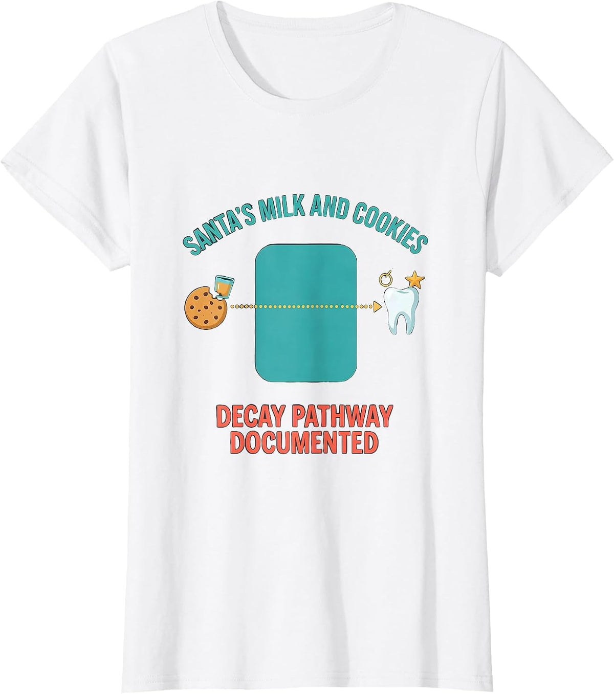 Santa's Milk and Cookies: Decay Pathway Documented Dentist T-Shirt - White